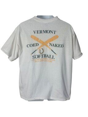 Vintage Vermont Coed Naked Softball T Shirt XL Funny Raunchy Humor Made In USA